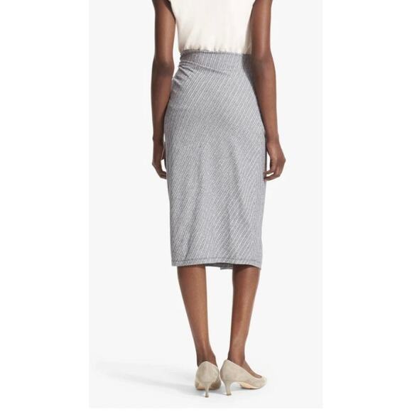 MM.LaFleur Minetta Skirt Womens XL Gray Stripe Coastal Jersey Pencil - Picture 2 of 12